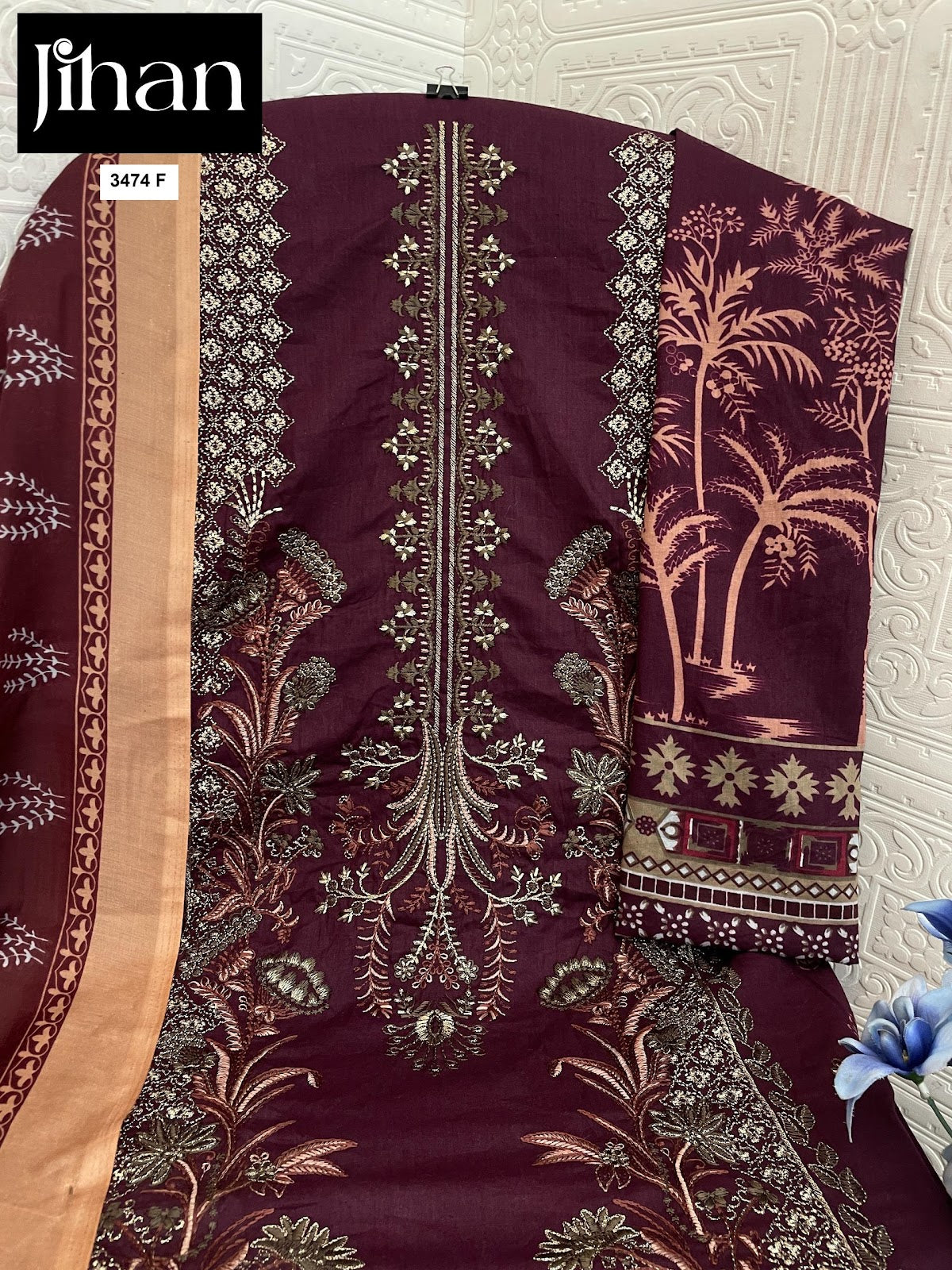 Chevron Luxury Lawn Collection 3374 Jihan Pure Lawn Pakistani Salwar Suits Supplier Ahmedabad