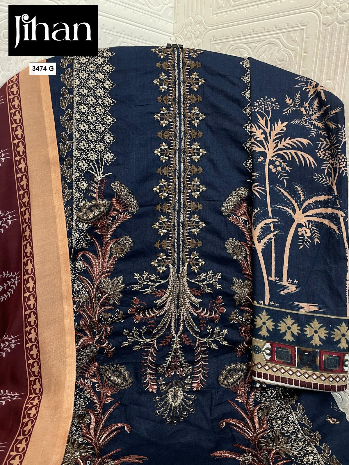 Chevron Luxury Lawn Collection 3374 Jihan Pure Lawn Pakistani Salwar Suits Supplier Ahmedabad