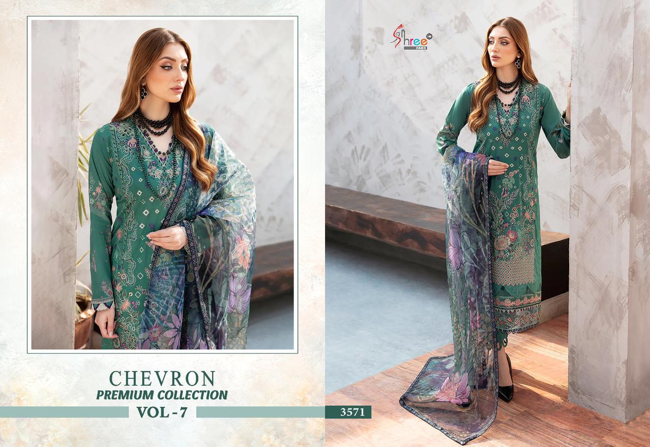 Chevron Premium Collection Vol-7 Shree Fabs Pure Cotton Pakistani Salwar Suits Wholesale