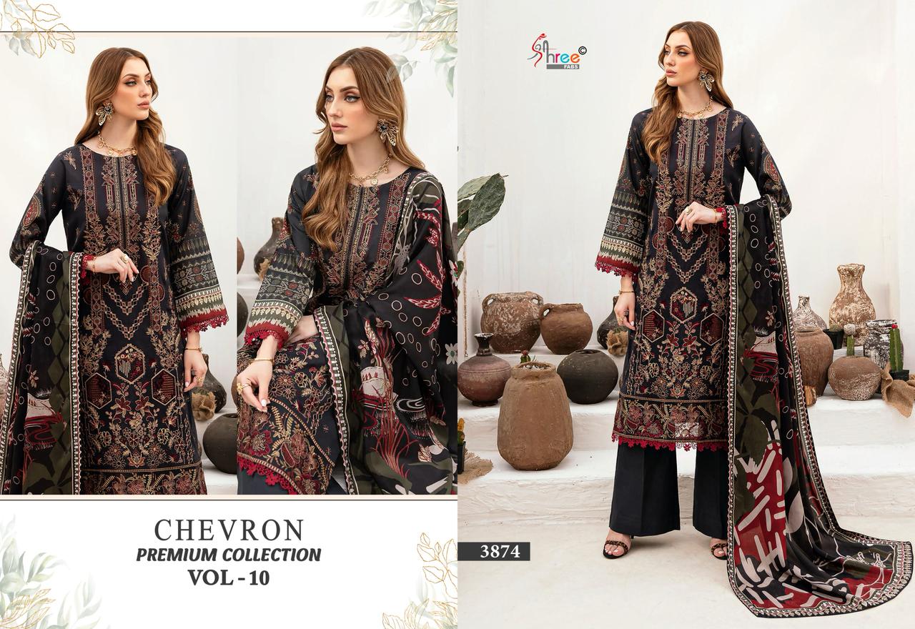 Chevron Premium Collection Vol 10 Shree Fabs Pure Cotton Pakistani Patch Work Suits Manufacturer Ahmedabad