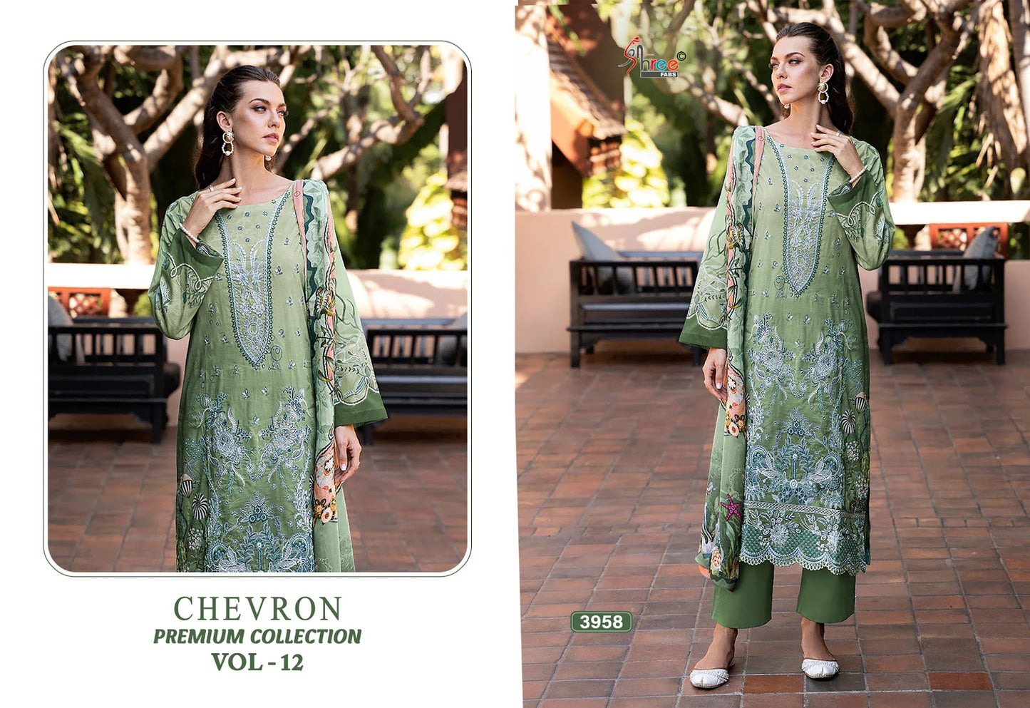Chevron Premium Collection Vol 12 Shree Fabs Pure Cotton Karachi Salwar Suits Exporter Ahmedabad