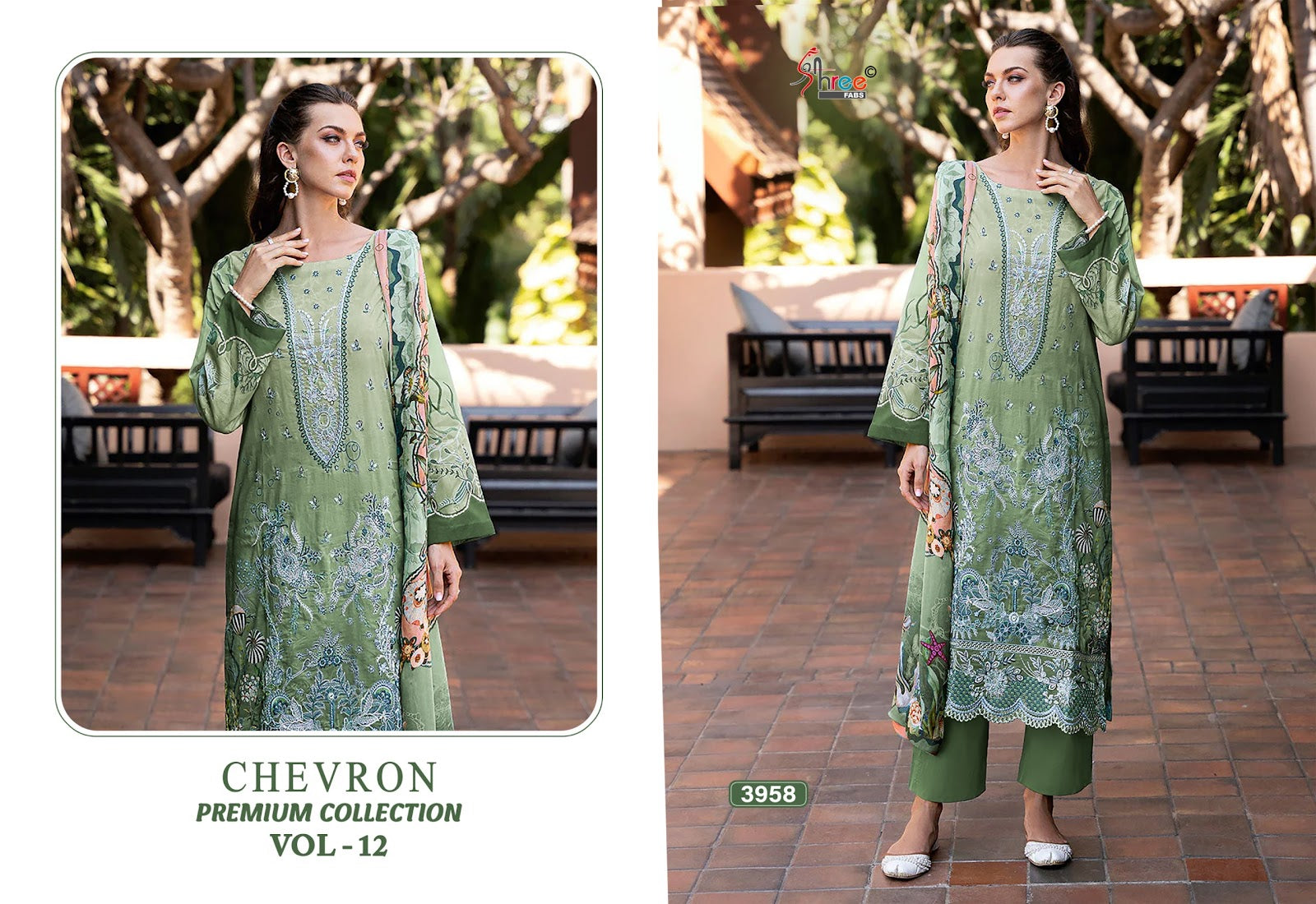 Chevron Premium Collection Vol 12 Shree Fabs Pure Cotton Karachi Salwar Suits Exporter Ahmedabad
