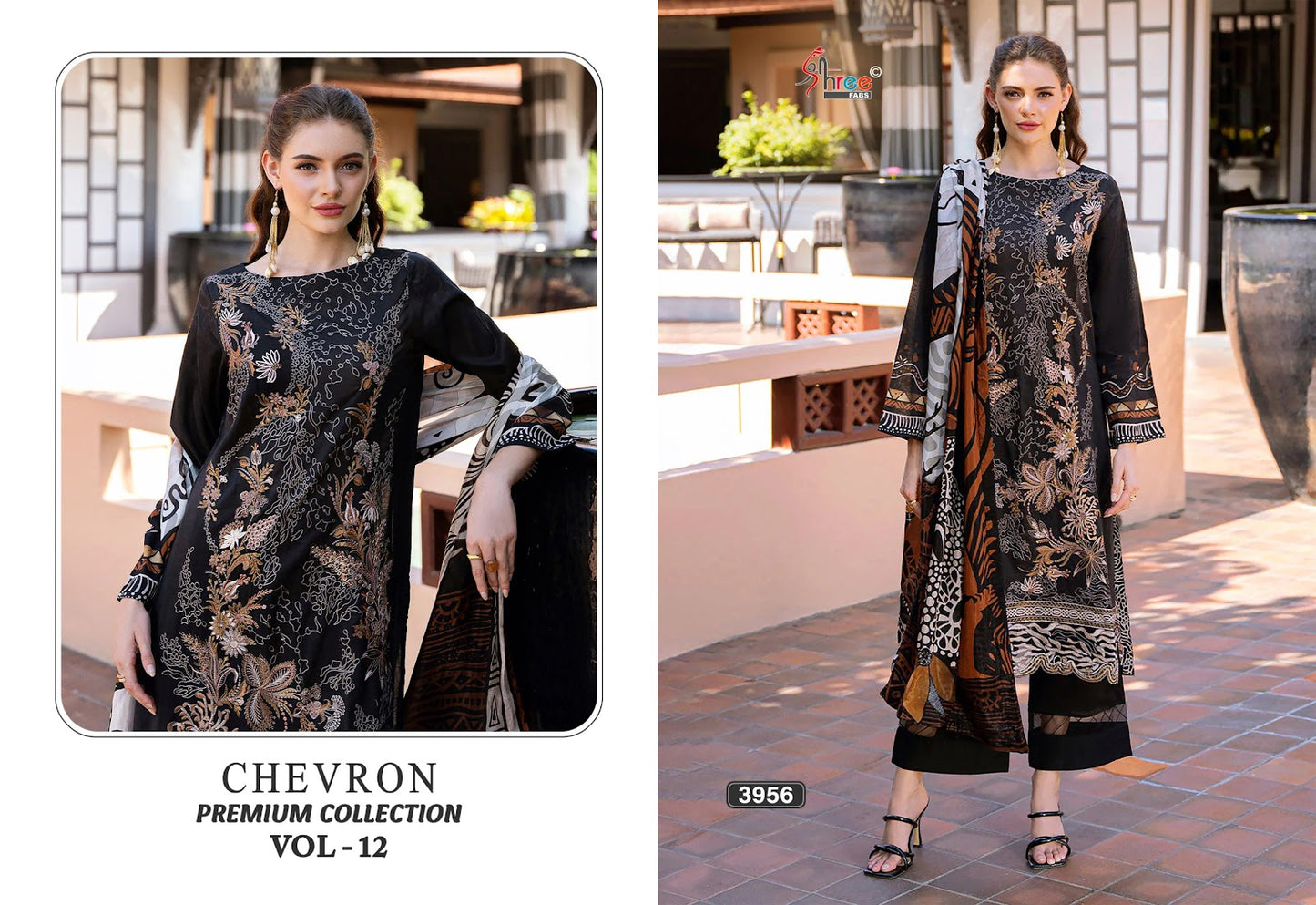 Chevron Premium Collection Vol 12 Shree Fabs Pure Cotton Karachi Salwar Suits Exporter Ahmedabad