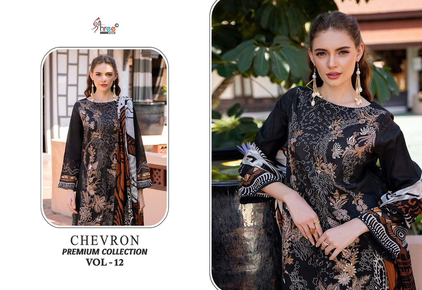 Chevron Premium Collection Vol 12 Shree Fabs Pure Cotton Karachi Salwar Suits Exporter Ahmedabad