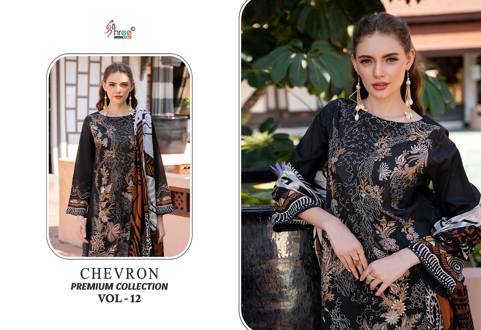 Chevron Premium Collection Vol 12 Shree Fabs Pure Cotton Karachi Salwar Suits Exporter Ahmedabad