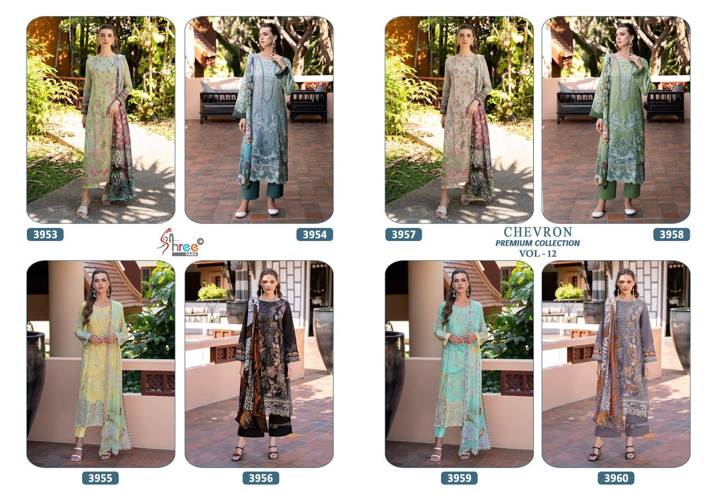 Chevron Premium Collection Vol 12 Shree Fabs Pure Cotton Karachi Salwar Suits Exporter Ahmedabad