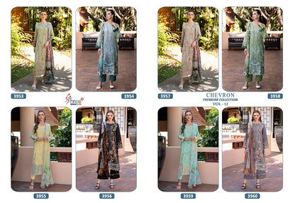 Chevron Premium Collection Vol 12 Shree Fabs Pure Cotton Karachi Salwar Suits Exporter Ahmedabad