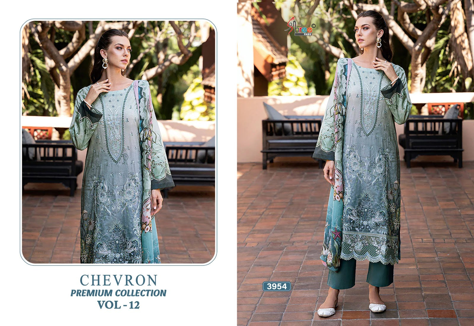 Chevron Premium Collection Vol 12 Shree Fabs Pure Cotton Karachi Salwar Suits Exporter Ahmedabad