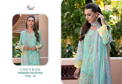 Chevron Premium Collection Vol 12 Shree Fabs Pure Cotton Karachi Salwar Suits Exporter Ahmedabad