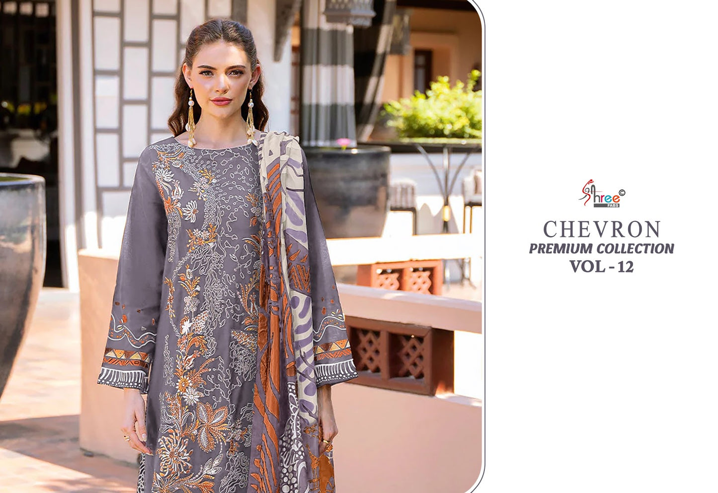 Chevron Premium Collection Vol 12 Shree Fabs Pure Cotton Karachi Salwar Suits Exporter Ahmedabad