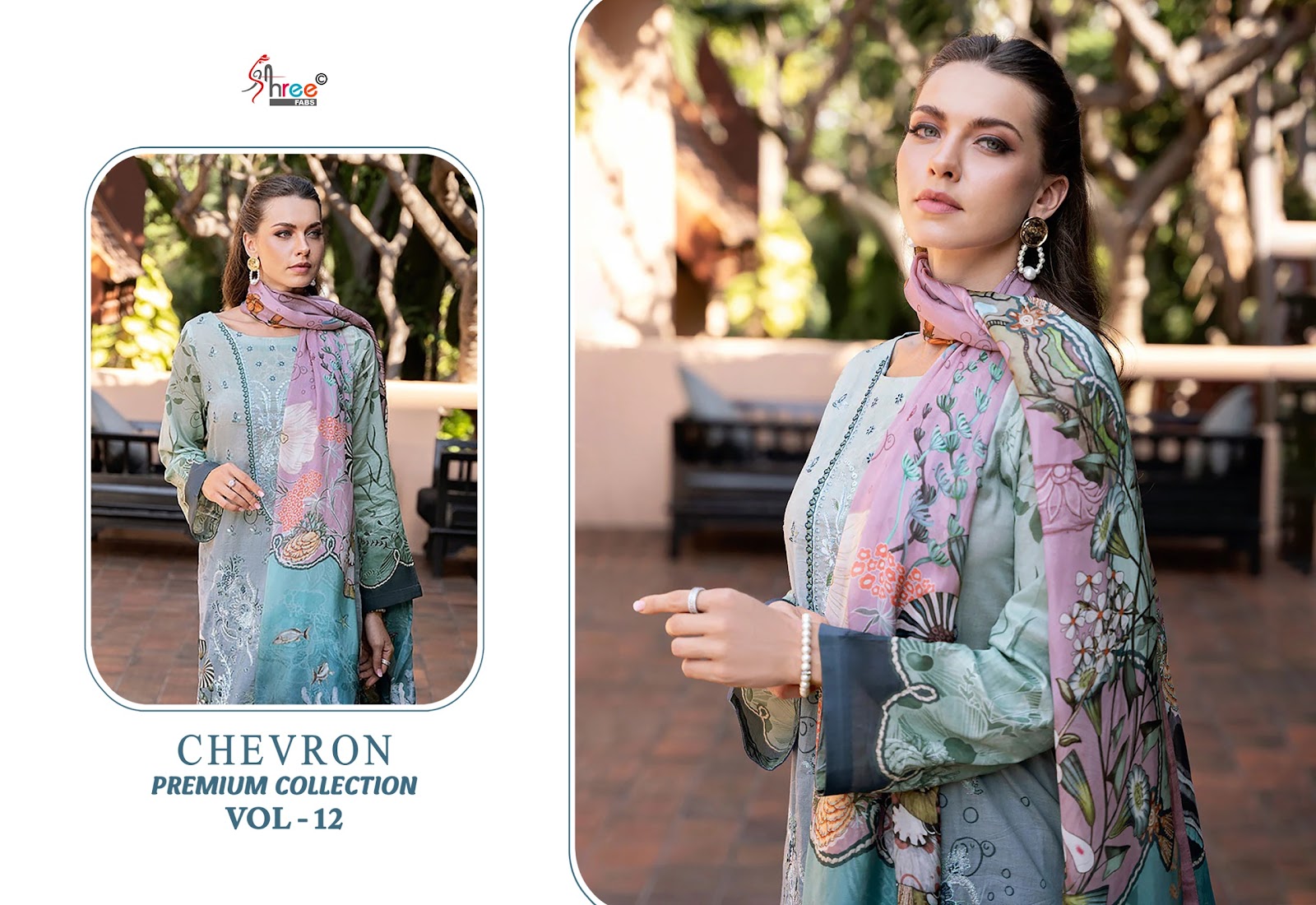 Chevron Premium Collection Vol 12 Shree Fabs Pure Cotton Karachi Salwar Suits Exporter Ahmedabad