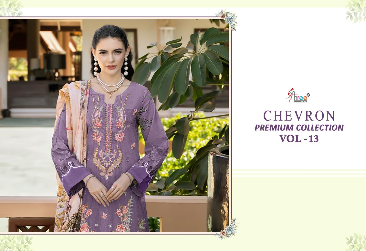 Chevron Premium Collection Vol 13 Shree Fabs Pure Cotton Pakistani Patch Work Suits Manufacturer