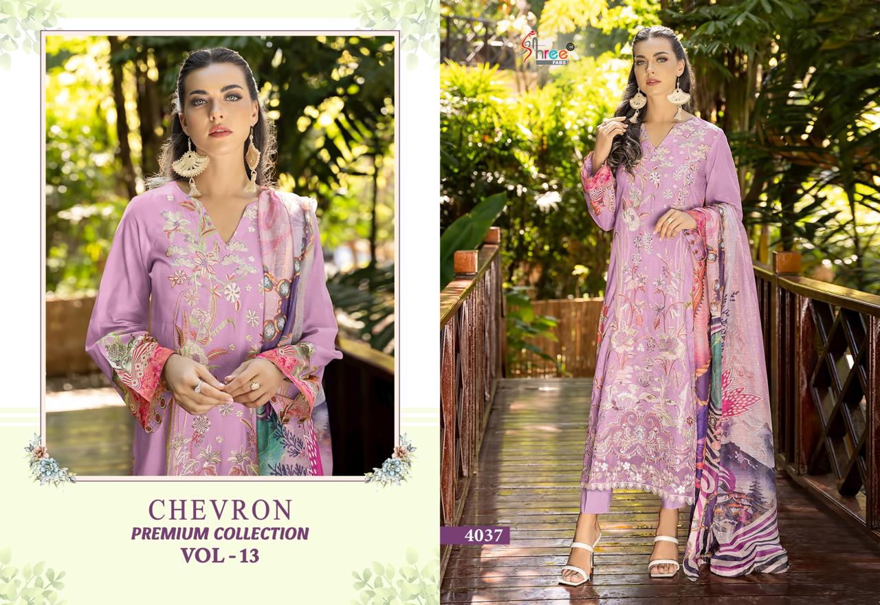 Chevron Premium Collection Vol 13 Shree Fabs Pure Cotton Pakistani Patch Work Suits Manufacturer