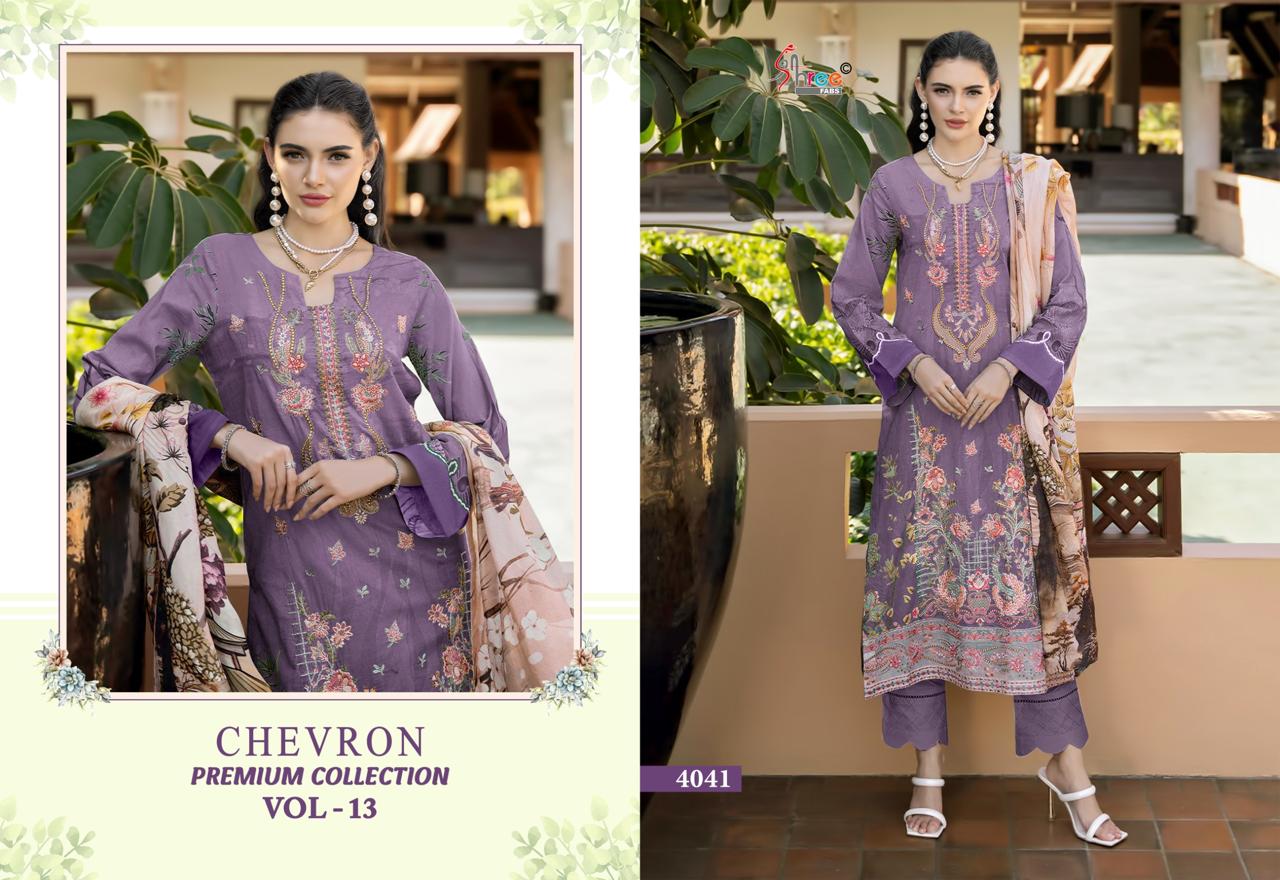 Chevron Premium Collection Vol 13 Shree Fabs Pure Cotton Pakistani Patch Work Suits Manufacturer