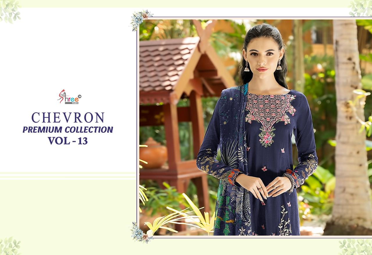 Chevron Premium Collection Vol 13 Shree Fabs Pure Cotton Pakistani Patch Work Suits Manufacturer