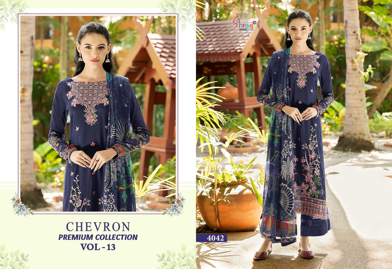 Chevron Premium Collection Vol 13 Shree Fabs Pure Cotton Pakistani Patch Work Suits Manufacturer