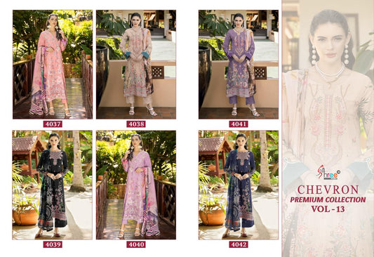 Chevron Premium Collection Vol 13 Shree Fabs Pure Cotton Pakistani Patch Work Suits Manufacturer