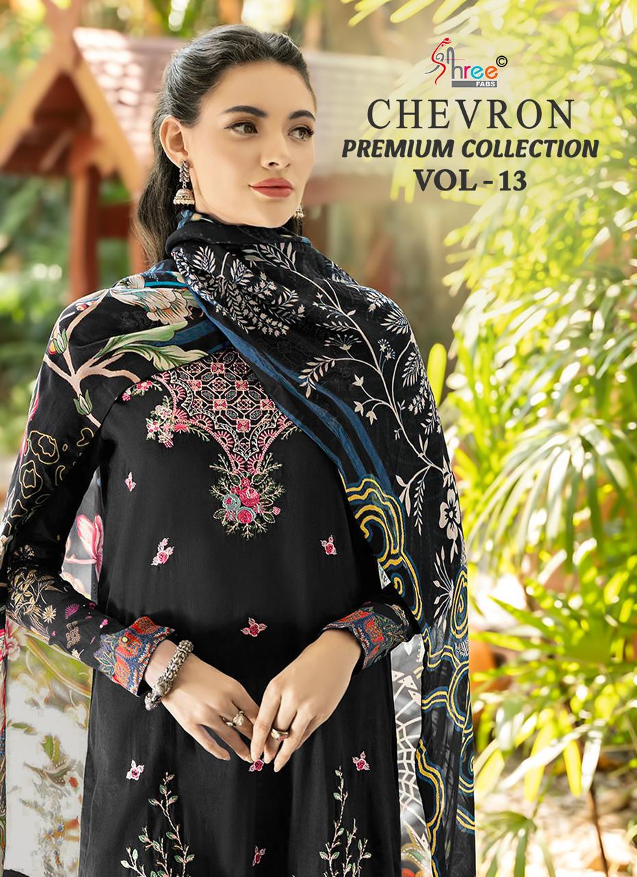 Chevron Premium Collection Vol 13 Shree Fabs Pure Cotton Pakistani Patch Work Suits Manufacturer