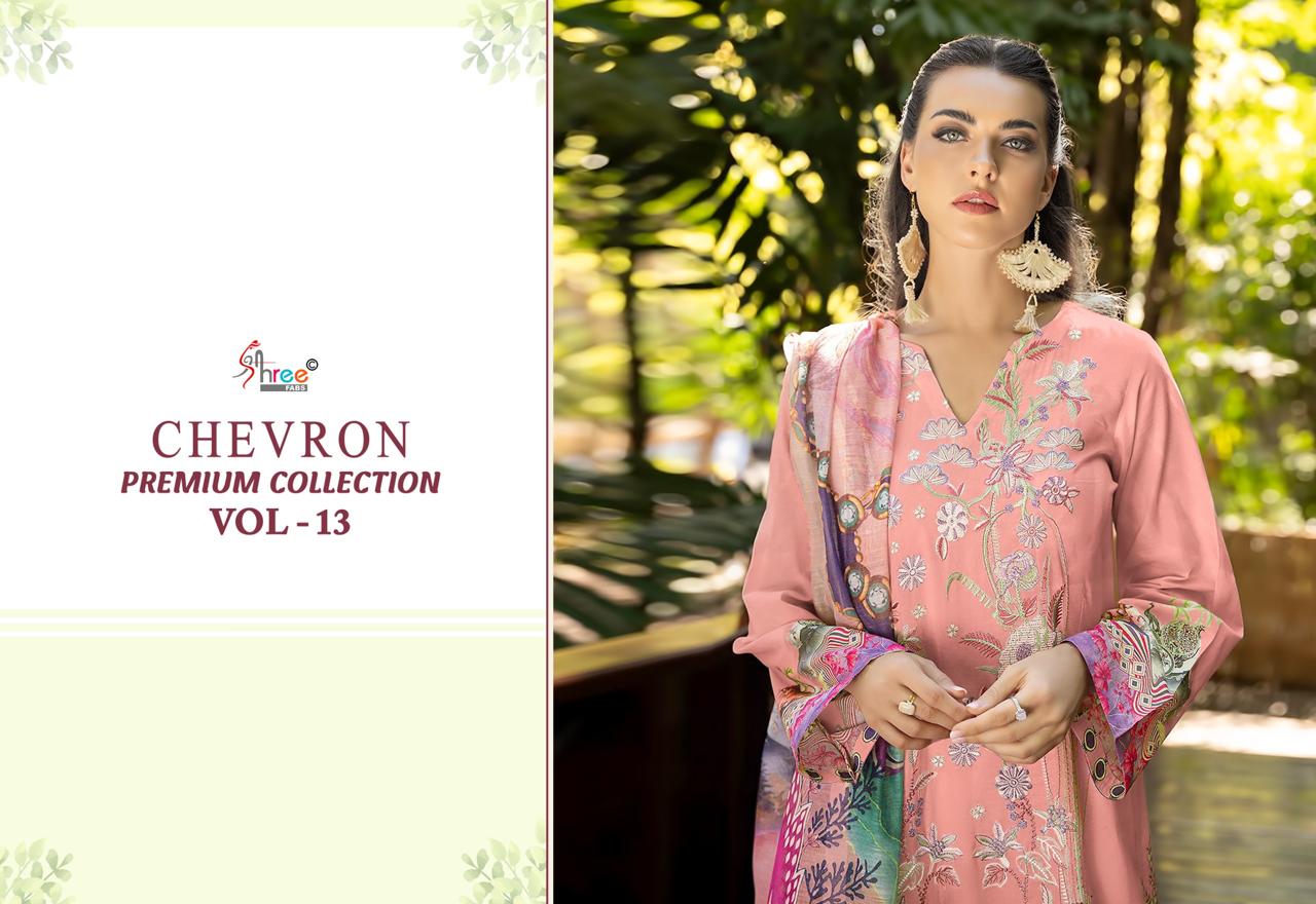 Chevron Premium Collection Vol 13 Shree Fabs Pure Cotton Pakistani Patch Work Suits Manufacturer