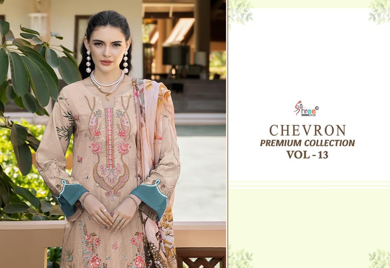 Chevron Premium Collection Vol 13 Shree Fabs Pure Cotton Pakistani Patch Work Suits Manufacturer