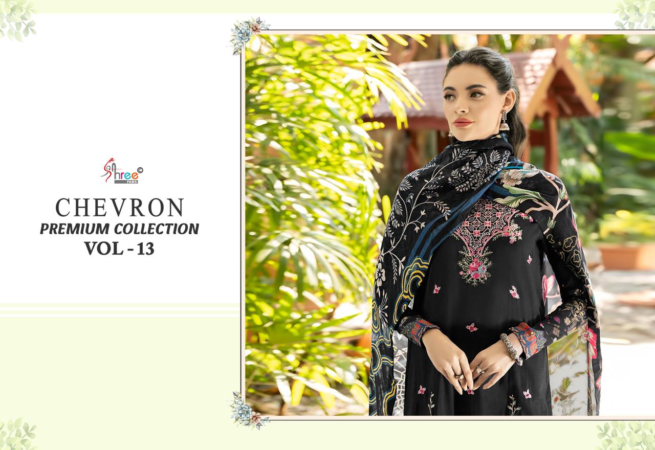 Chevron Premium Collection Vol 13 Shree Fabs Pure Cotton Pakistani Patch Work Suits Manufacturer