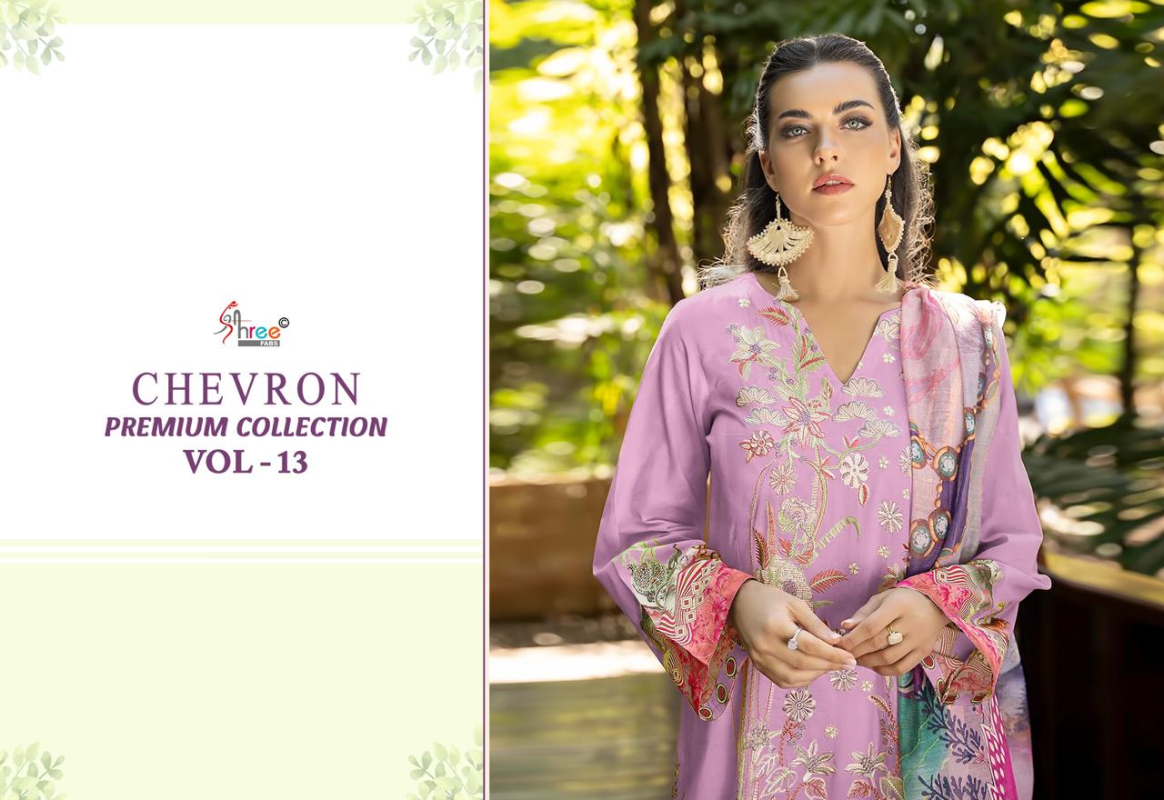 Chevron Premium Collection Vol 13 Shree Fabs Pure Cotton Pakistani Patch Work Suits Manufacturer