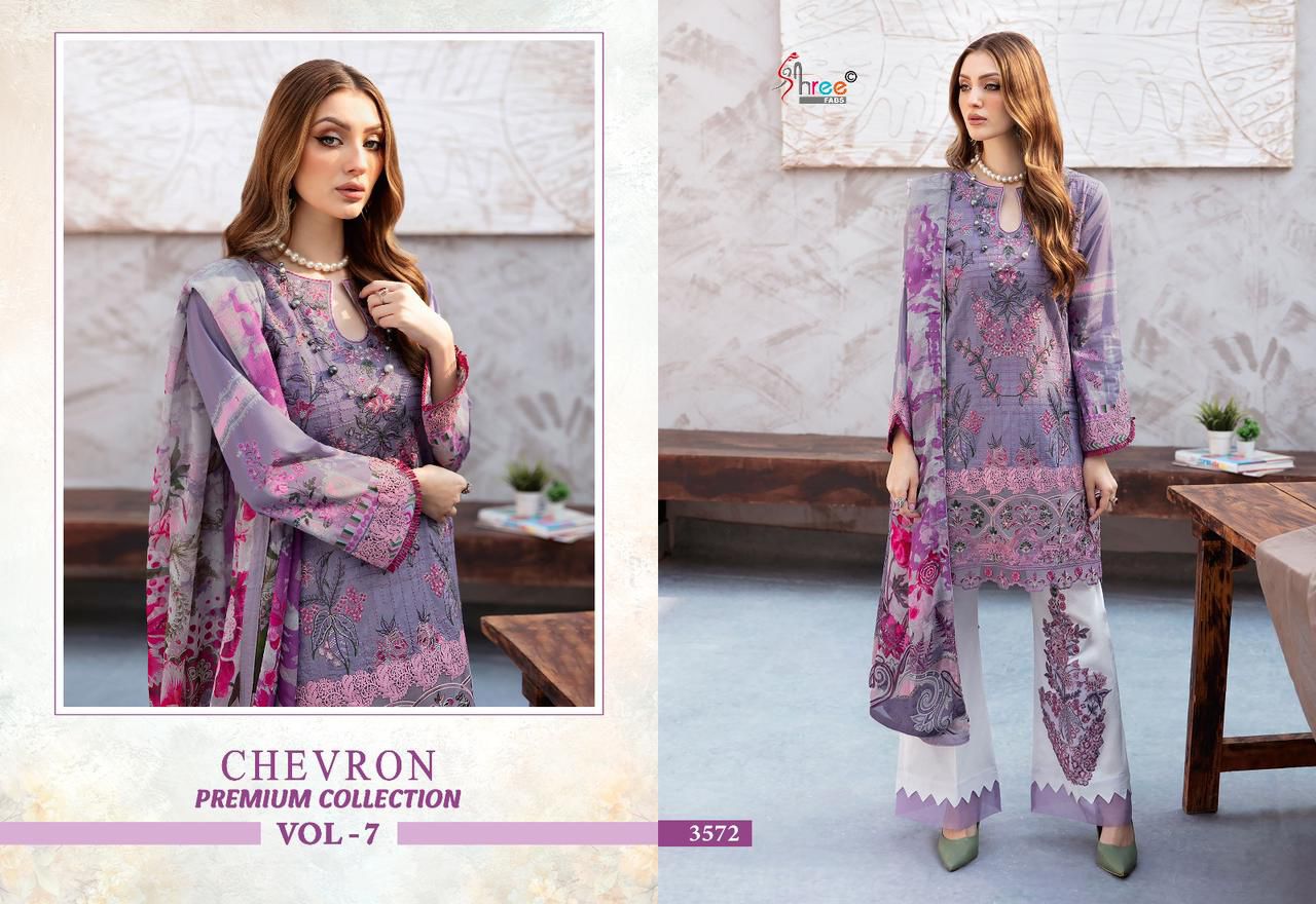 Chevron Premium Collection Vol 7 Shree Fabs Pure Cotton Pakistani Patch Work Suits Supplier India