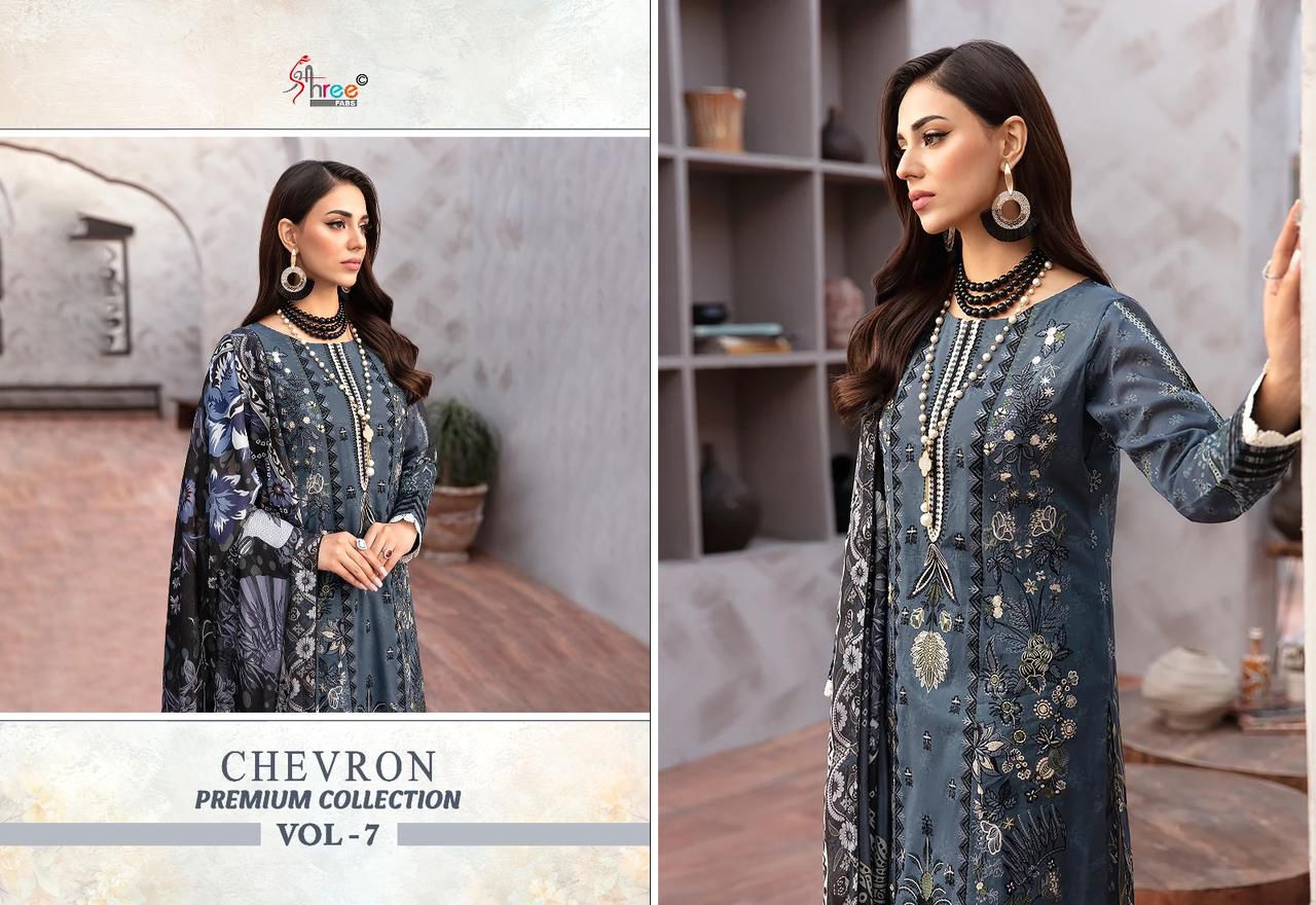 Chevron Premium Collection Vol 7 Shree Fabs Pure Cotton Pakistani Patch Work Suits Supplier India