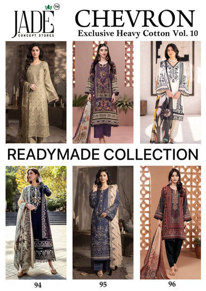 Chevron Vol 10 Exclusive Heavy Cotton Jade Karachi Readymade Suits Exporter
