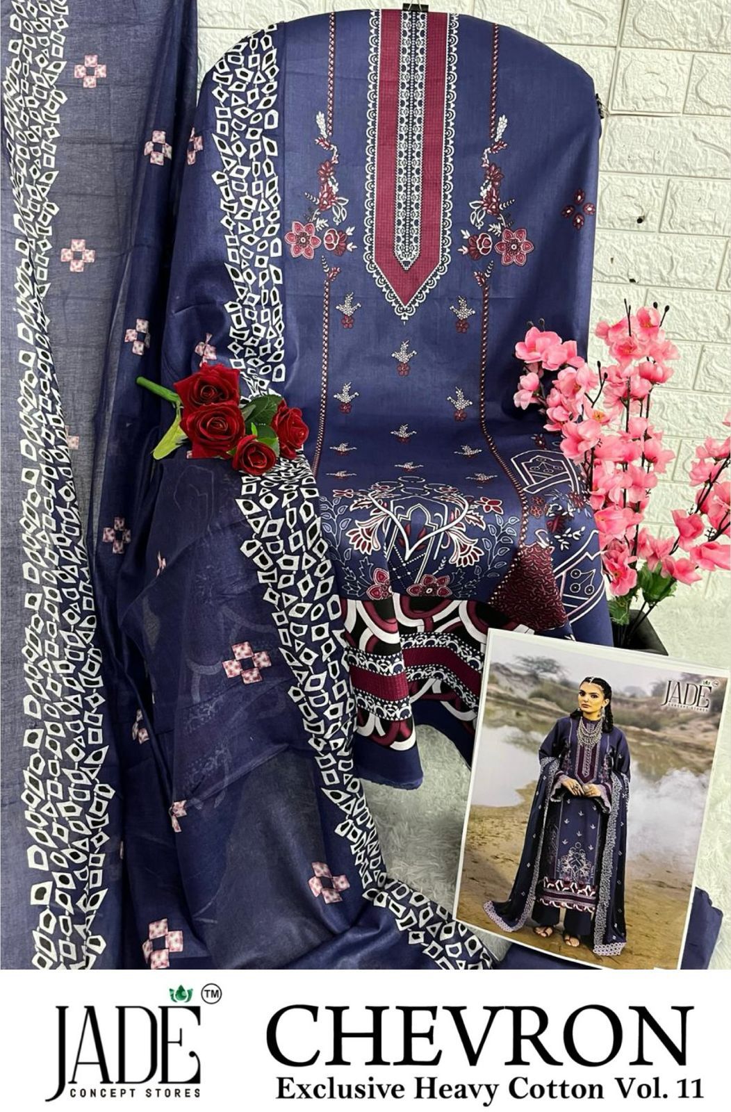 Chevron Vol 11 Exclusive Heavy Cotton Jade Karachi Salwar Suits Supplier India