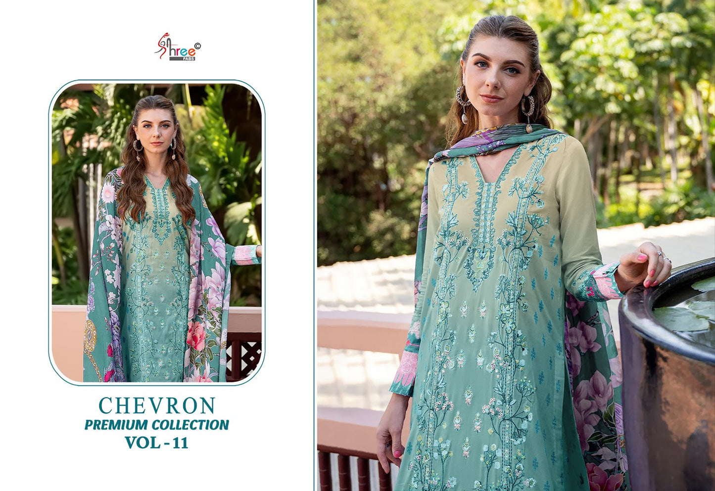 Chevron Vol 11 Premium Collection Shree Fabs Cotton Pakistani Patch Work Suits Wholesale Price