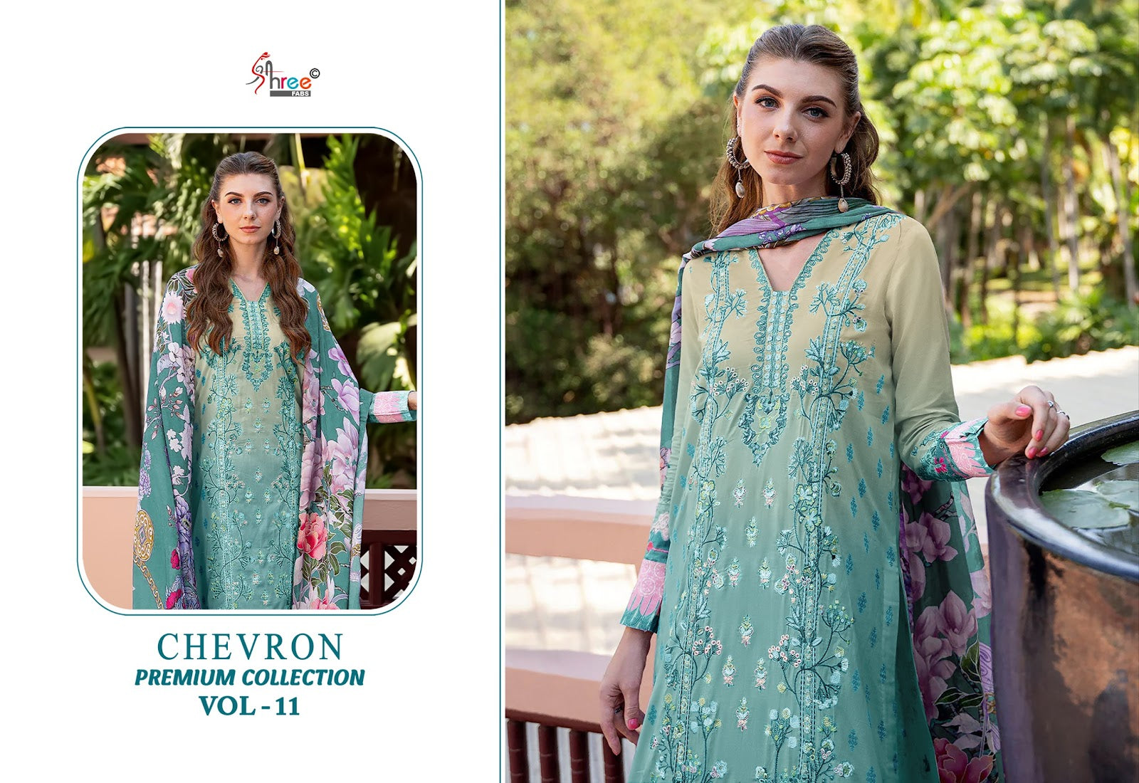 Chevron Vol 11 Premium Collection Shree Fabs Cotton Pakistani Patch Work Suits Wholesale Price