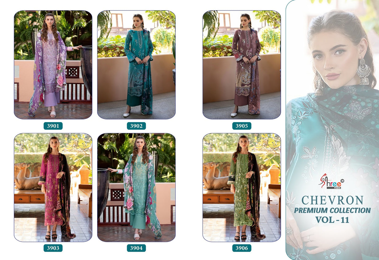Chevron Vol 11 Premium Collection Shree Fabs Cotton Pakistani Patch Work Suits Wholesale Price