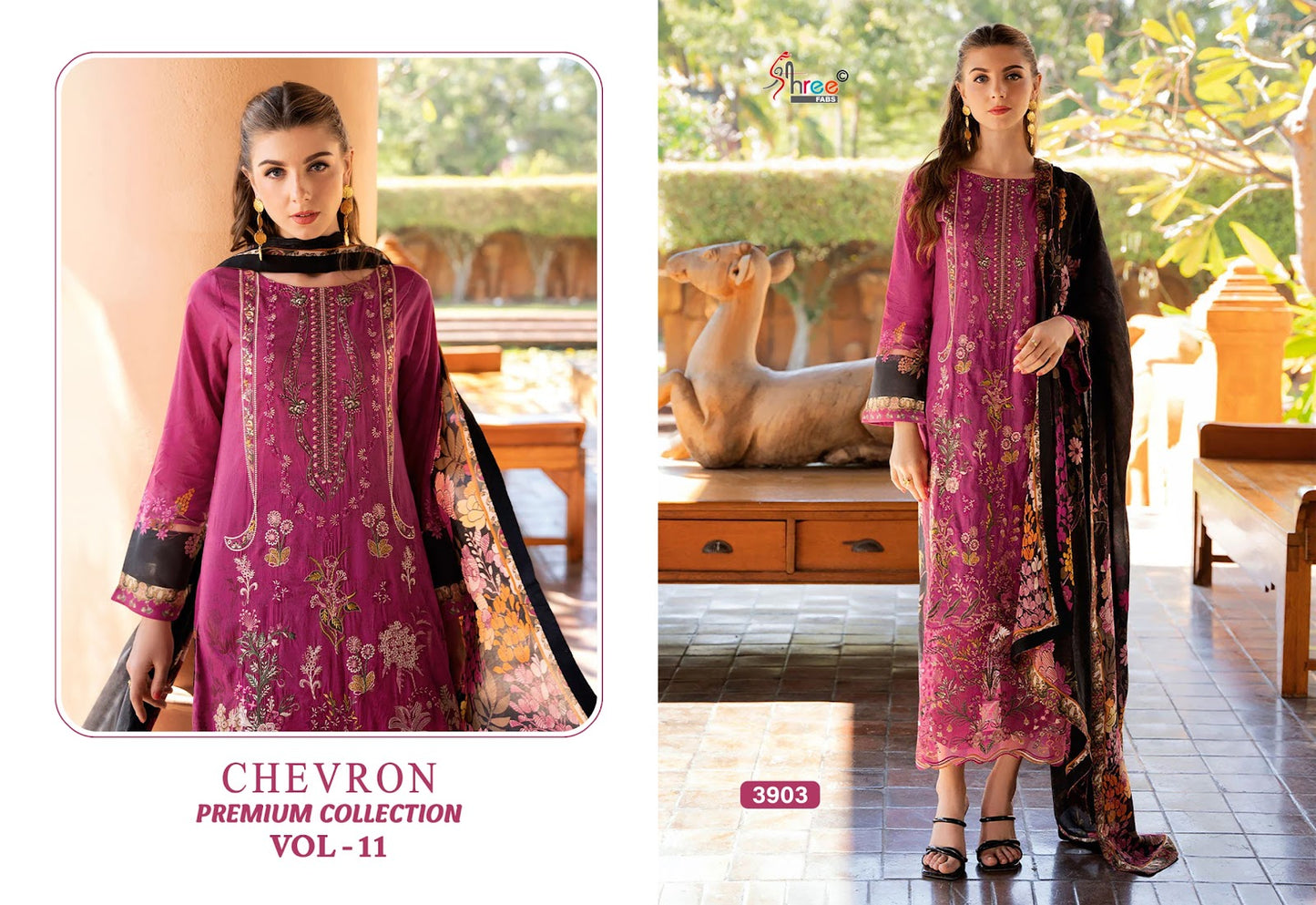 Chevron Vol 11 Premium Collection Shree Fabs Cotton Pakistani Patch Work Suits Wholesale Price