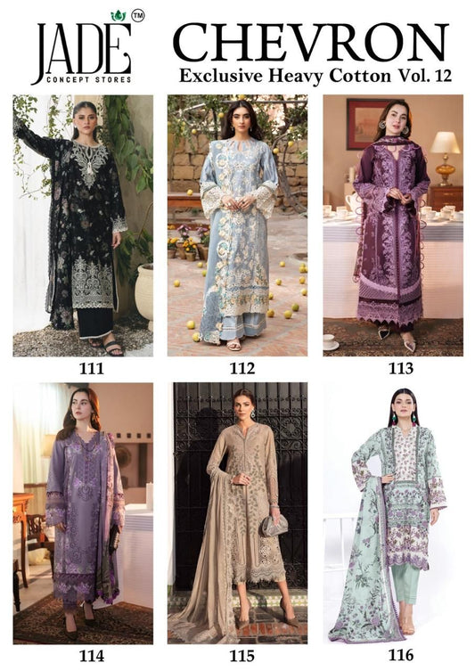 Chevron Vol 12 Exclusive Heavy Cotton Jade Karachi Salwar Suits Wholesale Price