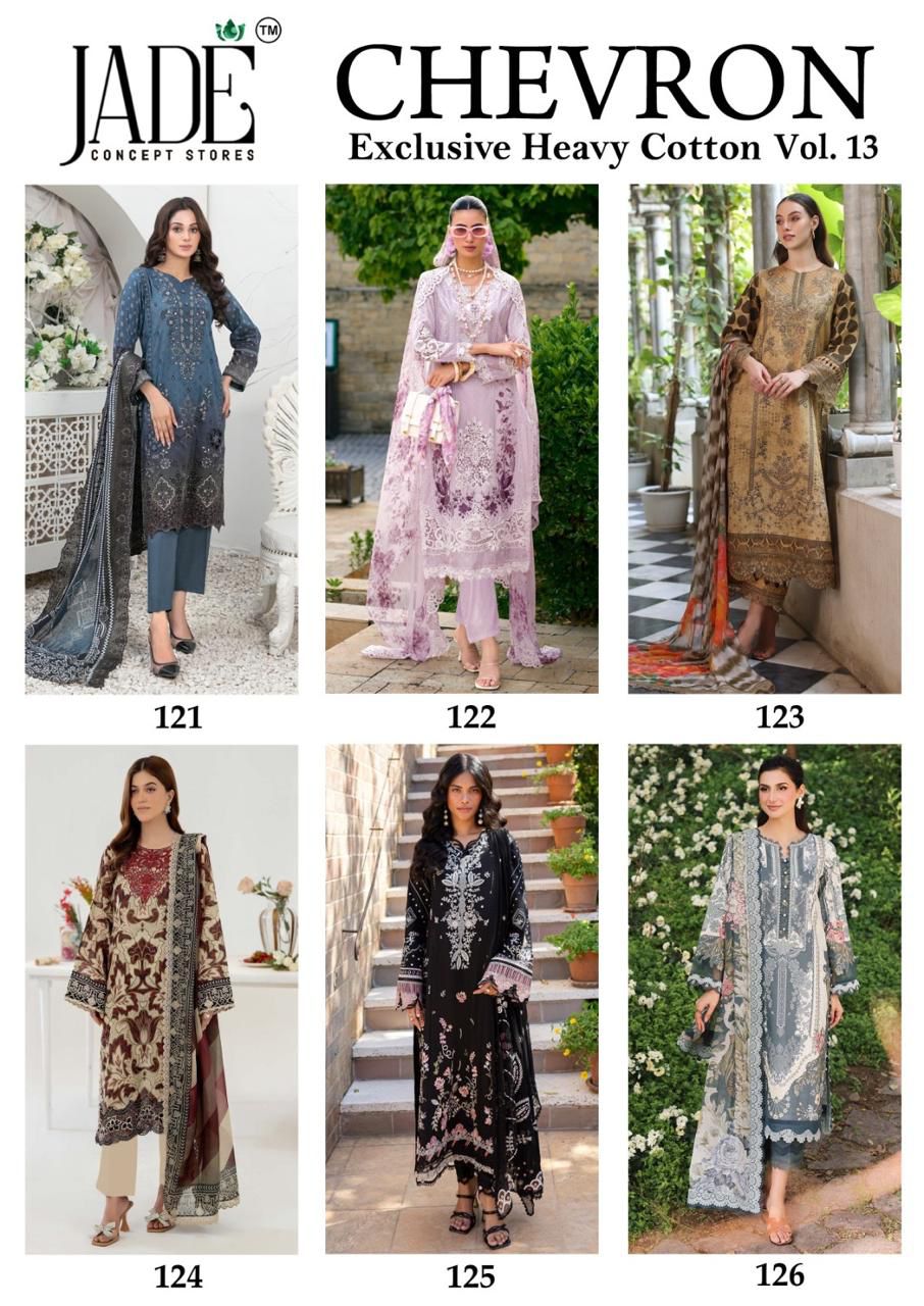 Chevron Vol 13 Exclusive Heavy Cotton Jade Lawn Karachi Salwar Suits Manufacturer Ahmedabad
