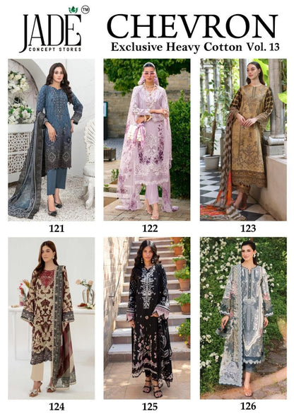 Chevron Vol 13 Exclusive Heavy Cotton Jade Lawn Karachi Salwar Suits Manufacturer Ahmedabad