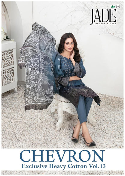 Chevron Vol 13 Exclusive Heavy Cotton Jade Lawn Karachi Salwar Suits Manufacturer Ahmedabad