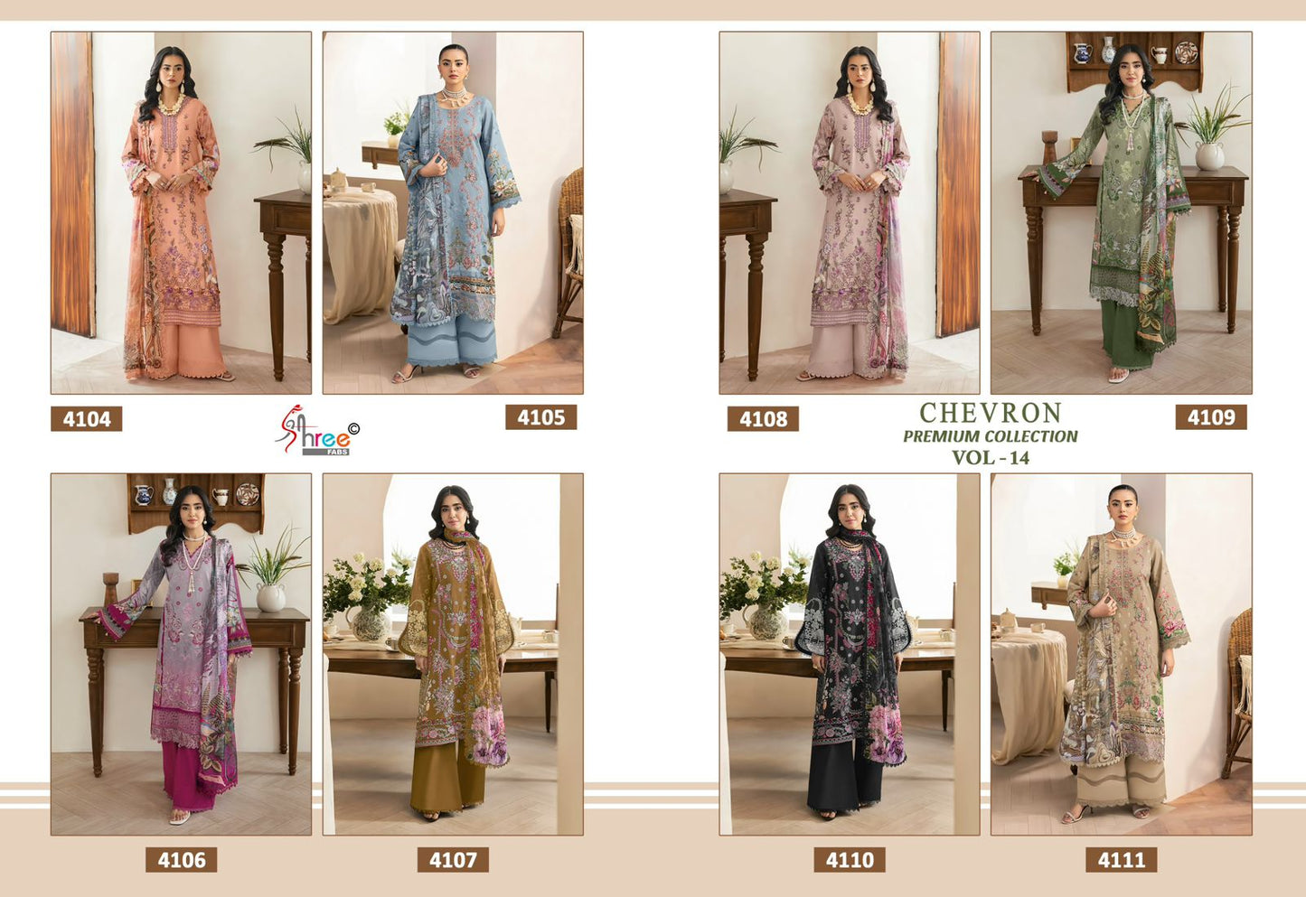 Chevron Vol 14 Premium Collection Shree Fabs Cotton Pakistani Patch Work Suits Exporter