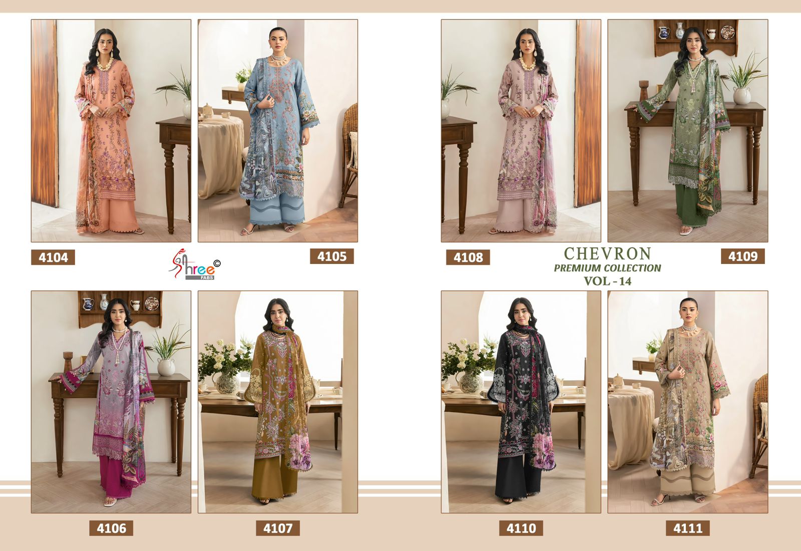 Chevron Vol 14 Premium Collection Shree Fabs Cotton Pakistani Patch Work Suits Exporter