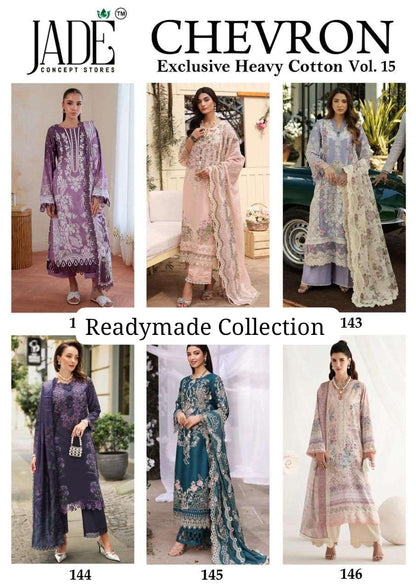 Chevron Vol 15 Exclusive Heavy Cotton Jade Karachi Readymade Suits Supplier
