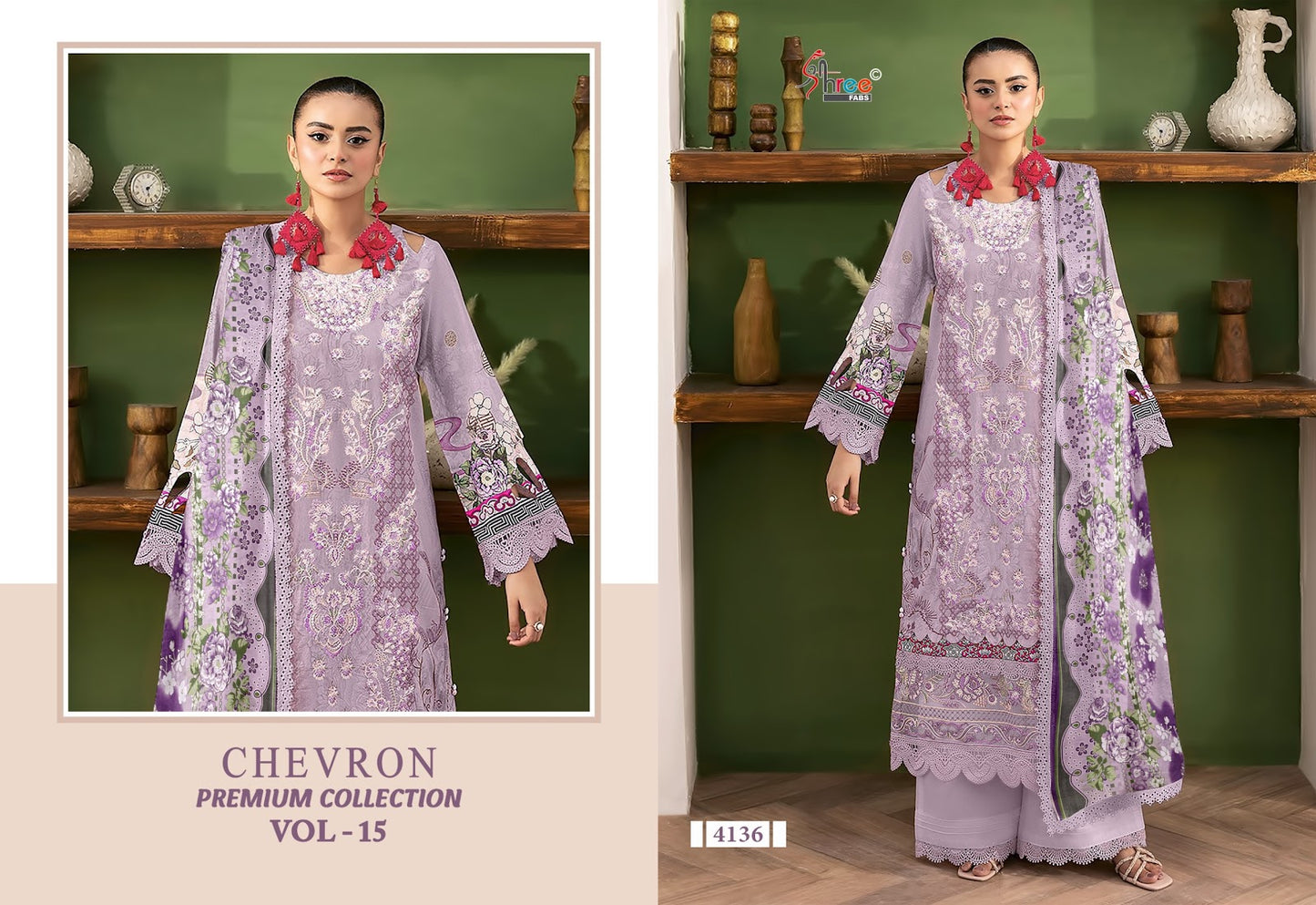 Chevron Vol 15 Premium Collection Shree Fabs Cotton Pakistani Patch Work Suits Supplier Ahmedabad