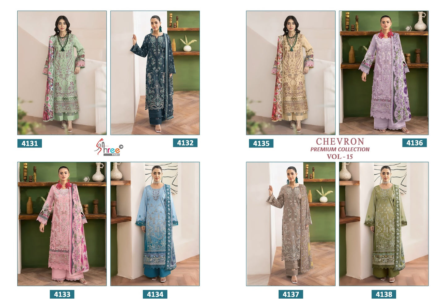Chevron Vol 15 Premium Collection Shree Fabs Cotton Pakistani Patch Work Suits Supplier Ahmedabad