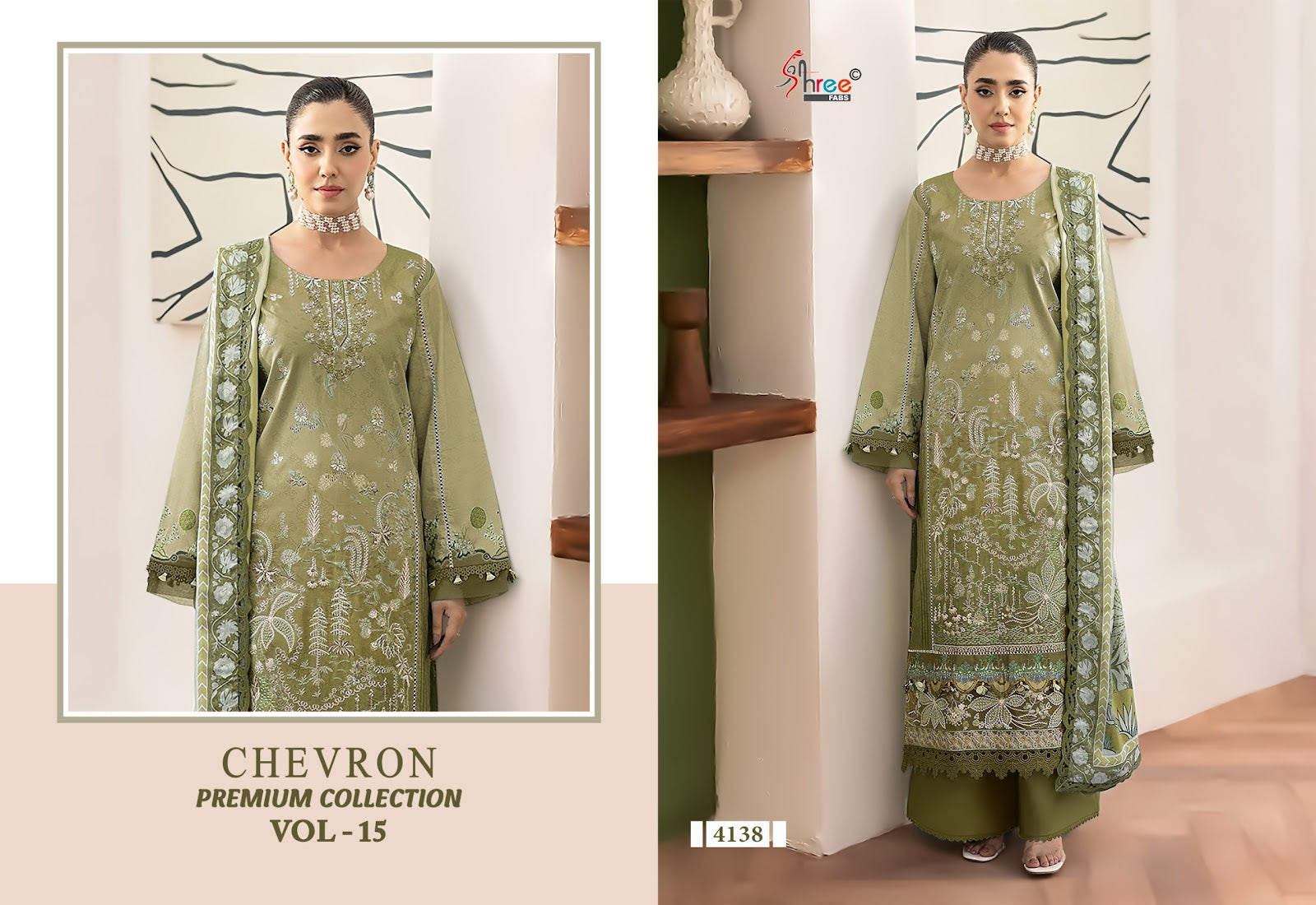 Chevron Vol 15 Premium Collection Shree Fabs Cotton Pakistani Patch Work Suits Supplier Ahmedabad