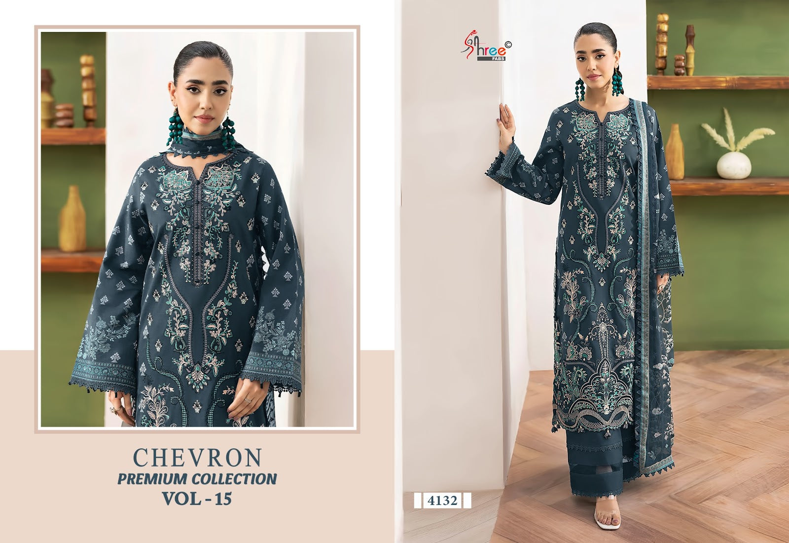 Chevron Vol 15 Premium Collection Shree Fabs Cotton Pakistani Patch Work Suits Supplier Ahmedabad