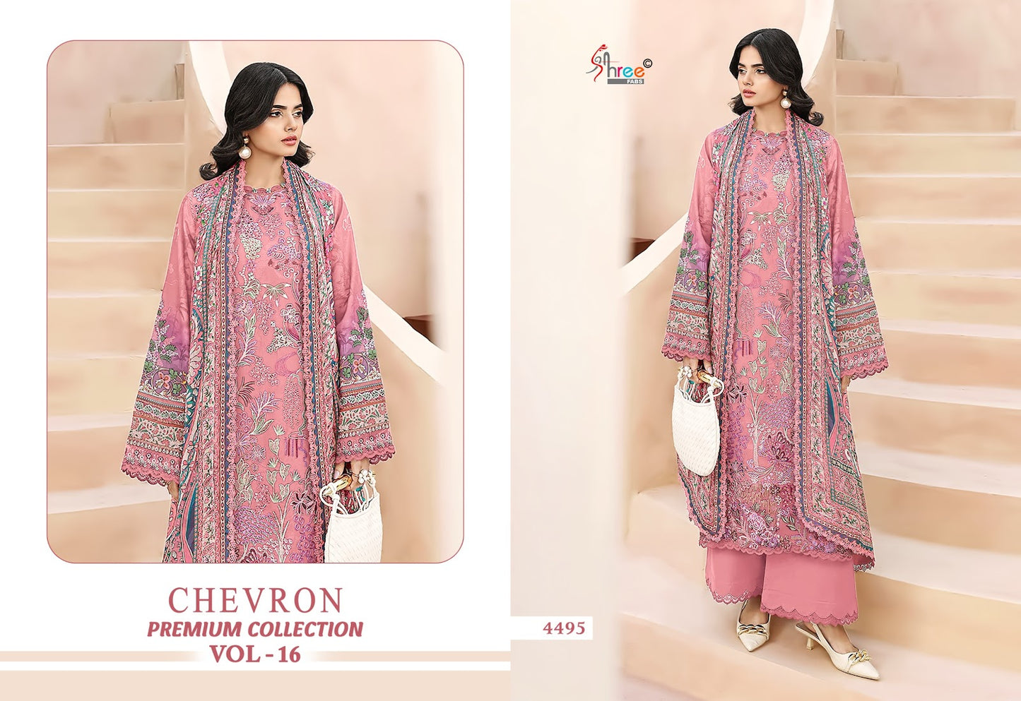 Chevron Vol 16 Premium Collection Shree Fabs Cotton Pakistani Patch Work Suits Wholesale Rate