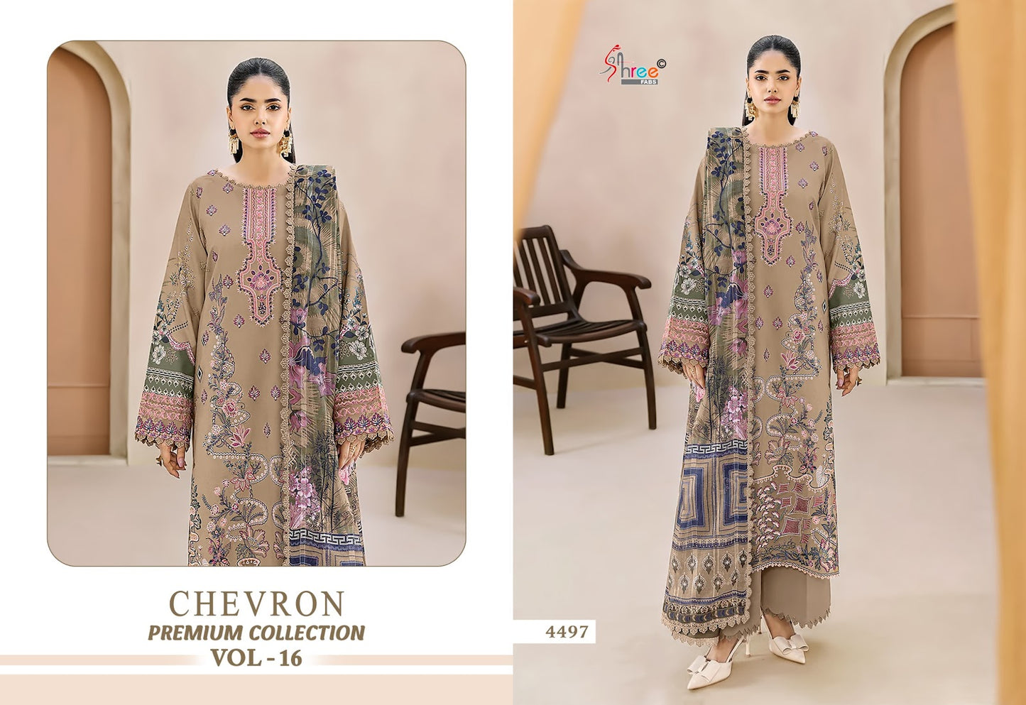 Chevron Vol 16 Premium Collection Shree Fabs Cotton Pakistani Patch Work Suits Wholesale Rate