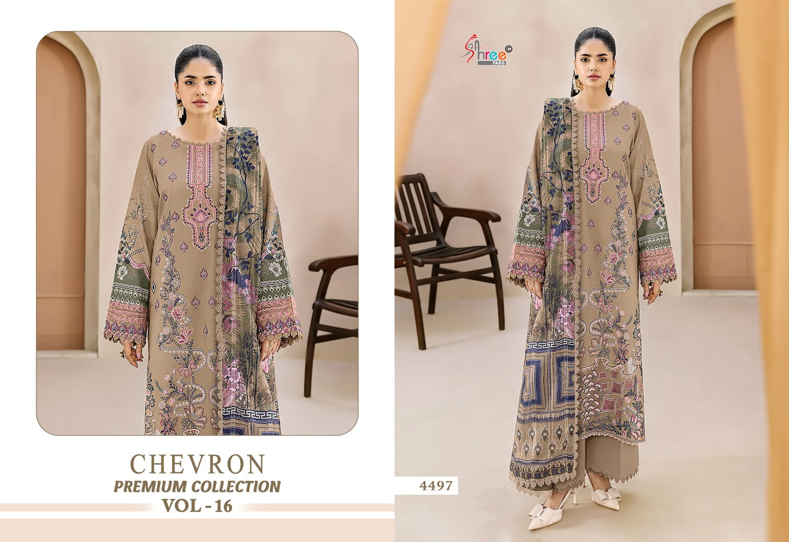 Chevron Vol 16 Premium Collection Shree Fabs Cotton Pakistani Patch Work Suits Wholesale Rate