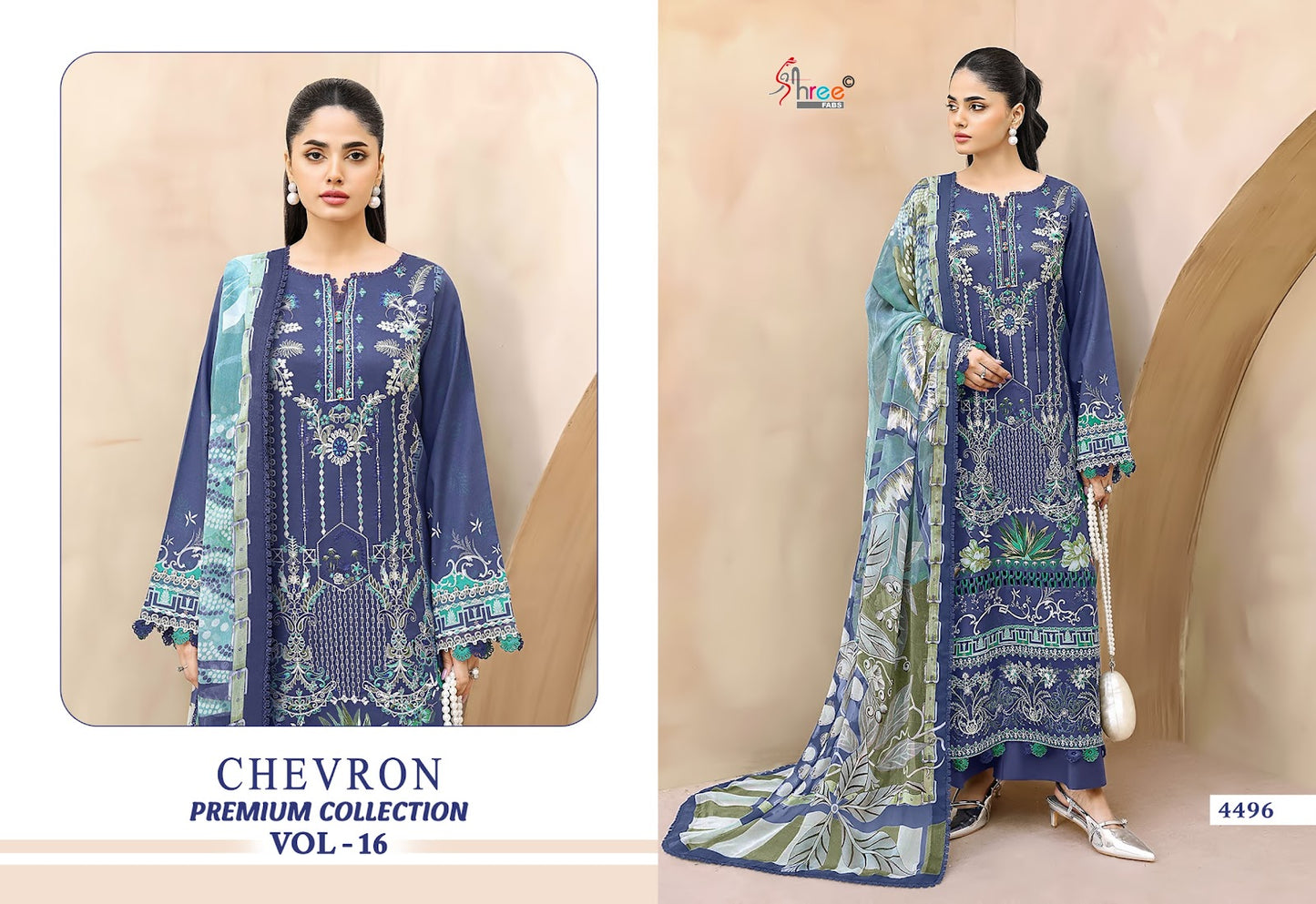 Chevron Vol 16 Premium Collection Shree Fabs Cotton Pakistani Patch Work Suits Wholesale Rate