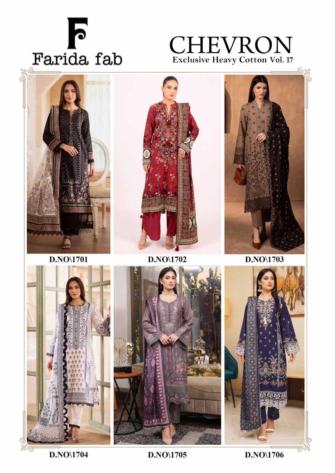 Chevron Vol 17 Farida Fab Mix Cotton Karachi Salwar Suits Manufacturer Gujarat